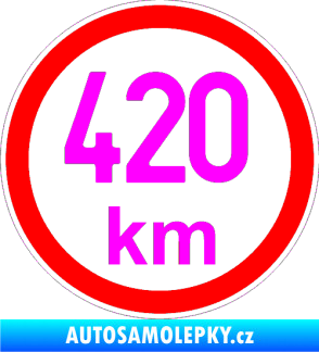 Samolepka Maximální rychlost 420km - nejvyšší konstrukční rychlost Fluorescentní růžová
