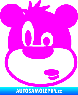 Samolepka Medvěd 003 levá kreslená hlava Fluorescentní růžová