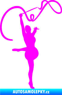 Samolepka Moderní gymnastika 003 pravá gymnastka se stuhou Fluorescentní růžová