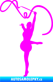 Samolepka Moderní gymnastika 003 levá gymnastka se stuhou Fluorescentní růžová