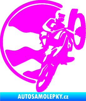Samolepka Motokros 002 pravá Fluorescentní růžová