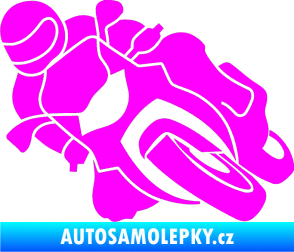 Samolepka Motorka 001 levá silniční motorky Fluorescentní růžová