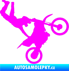 Samolepka Motorka 008 pravá motokros freestyle Fluorescentní růžová
