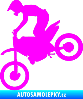 Samolepka Motorka 015 levá motokros Fluorescentní růžová