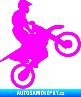 Samolepka Motorka 024 pravá motokros Fluorescentní růžová