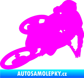 Samolepka Motorka 026 levá motokros freestyle Fluorescentní růžová