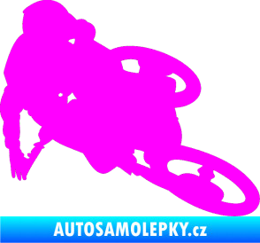 Samolepka Motorka 026 pravá motokros freestyle Fluorescentní růžová