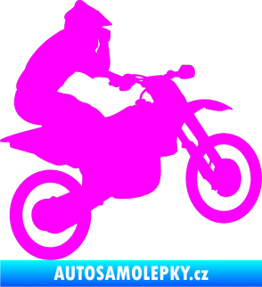 Samolepka Motorka 027 pravá motokros Fluorescentní růžová