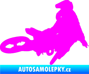 Samolepka Motorka 028 pravá motokros Fluorescentní růžová