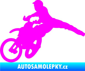 Samolepka Motorka 030 levá motokros Fluorescentní růžová