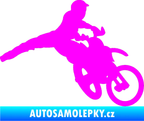 Samolepka Motorka 030 pravá motokros Fluorescentní růžová