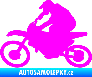 Samolepka Motorka 031 levá motokros Fluorescentní růžová