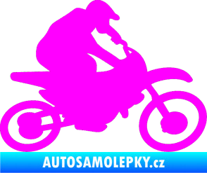 Samolepka Motorka 031 pravá motokros Fluorescentní růžová