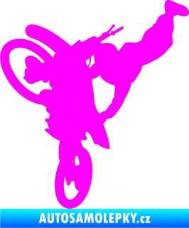 Samolepka Motorka 032 levá motokros freestyle Fluorescentní růžová