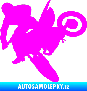 Samolepka Motorka 033 levá motokros Fluorescentní růžová