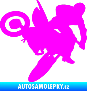 Samolepka Motorka 033 pravá motokros Fluorescentní růžová