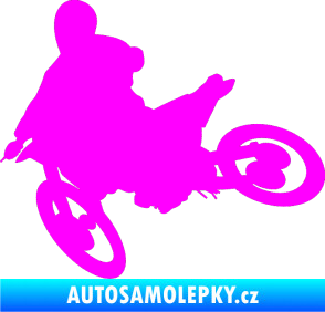 Samolepka Motorka 034 levá motokros Fluorescentní růžová