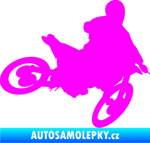 Samolepka Motorka 034 pravá motokros Fluorescentní růžová