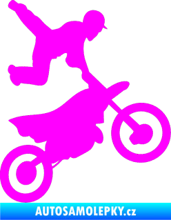 Samolepka Motorka 036 pravá motokros freestyle Fluorescentní růžová