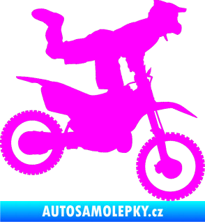 Samolepka Motorka 038 pravá motokros freestyle Fluorescentní růžová