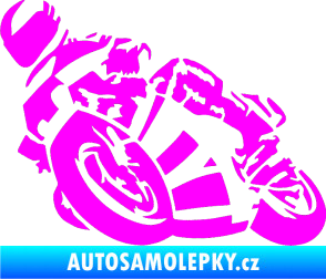 Samolepka Motorka 040 levá road racing Fluorescentní růžová