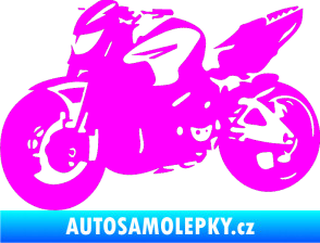 Samolepka Motorka 041 levá road racing Fluorescentní růžová