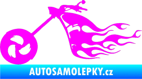 Samolepka Motorka 042 levá plameny Fluorescentní růžová