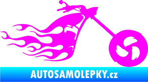 Samolepka Motorka 042 pravá plameny Fluorescentní růžová