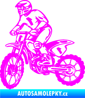 Samolepka Motorka 043 levá motokros Fluorescentní růžová