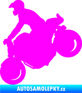 Samolepka Motorka 044 levá motokros Fluorescentní růžová