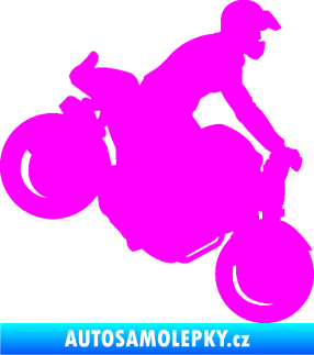 Samolepka Motorka 044 pravá motokros Fluorescentní růžová
