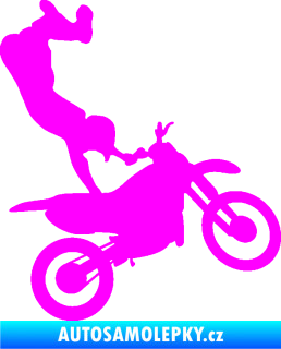 Samolepka Motorka 047 pravá motokros freestyle Fluorescentní růžová