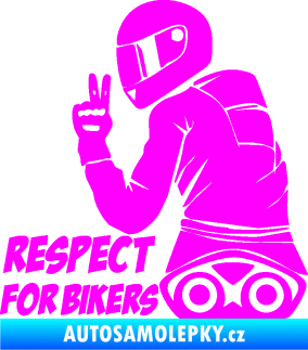 Samolepka Motorkář 003 levá respect for bikers nápis Fluorescentní růžová