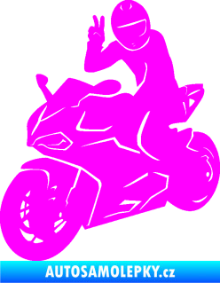 Samolepka Motorkář 006 levá Fluorescentní růžová