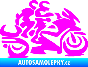 Samolepka Motorkář 009 pravá se spolujezdcem Fluorescentní růžová