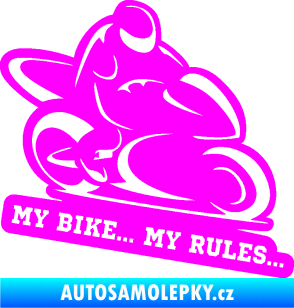 Samolepka Motorkář 012 pravá s textem Fluorescentní růžová
