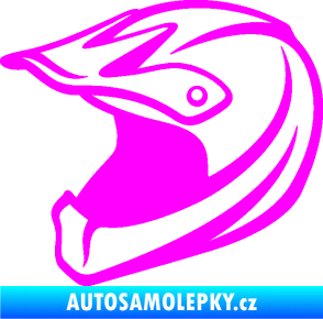 Samolepka Motorkářská helma 001 levá Fluorescentní růžová