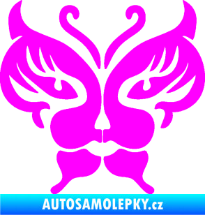 Samolepka Motýl 016 kočičí obličej Fluorescentní růžová