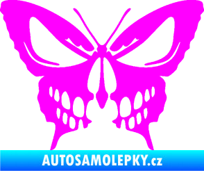 Samolepka Motýl 017 lebka Fluorescentní růžová