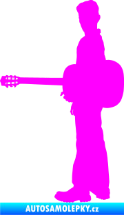 Samolepka Music 003 levá hráč na kytaru Fluorescentní růžová