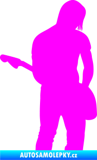 Samolepka Music 005 pravá hráč na kytaru Fluorescentní růžová