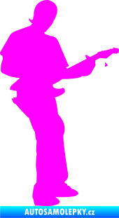 Samolepka Music 006 pravá hráč na kytaru Fluorescentní růžová
