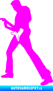 Samolepka Music 008 levá hráč na kytaru Fluorescentní růžová