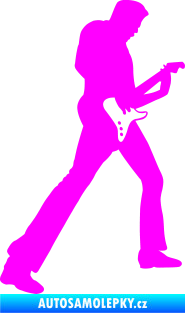 Samolepka Music 008 pravá hráč na kytaru Fluorescentní růžová
