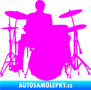 Samolepka Music 009 pravá hráč na bicí Fluorescentní růžová