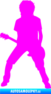 Samolepka Music 010 levá rocker s kytarou Fluorescentní růžová