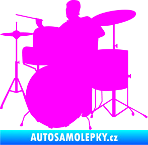 Samolepka Music 011 levá hráč na bicí Fluorescentní růžová
