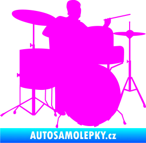 Samolepka Music 011 pravá hráč na bicí Fluorescentní růžová