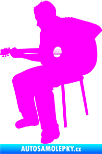 Samolepka Music 012 levá  kytarista Fluorescentní růžová