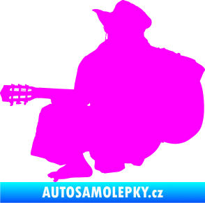 Samolepka Music 014 levá hráč na kytaru Fluorescentní růžová